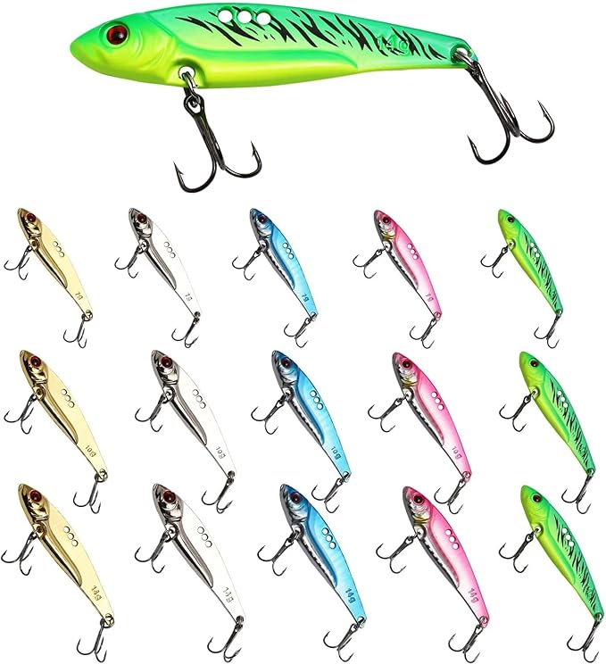 Dovesun 15/20pcs Fishing Spoon Lures Fishing Bait Trout Bass Fishing Lure for Bass, Crappie, Trout Walleye 1/5oz 1/4oz 3/8oz 1/2oz