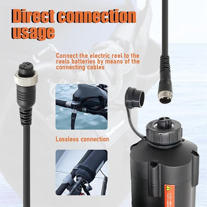 1.5FT Rust-Proof Power Cord Electric Fishing Reel Battery Power Cable 800MJ Electric Winch Power Supply line fit for Daiwa Shimano Fishing Reel Super Air Cord BM LB Prof PrB ProS