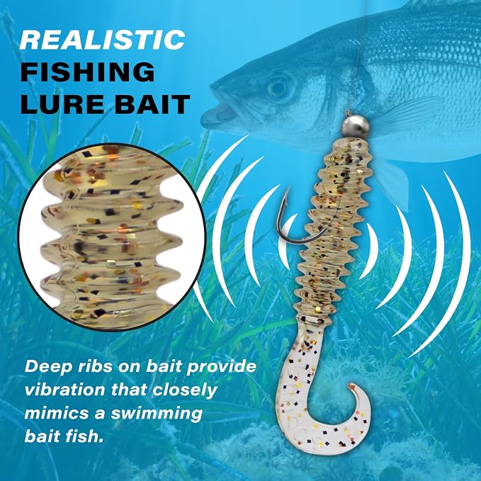 Galida's Grubz Soft Plastic Fish Bait Lures for Fishing | Fishing Bait Lure with Deep Ribs | Great for Beginners and Advanced Fishermen