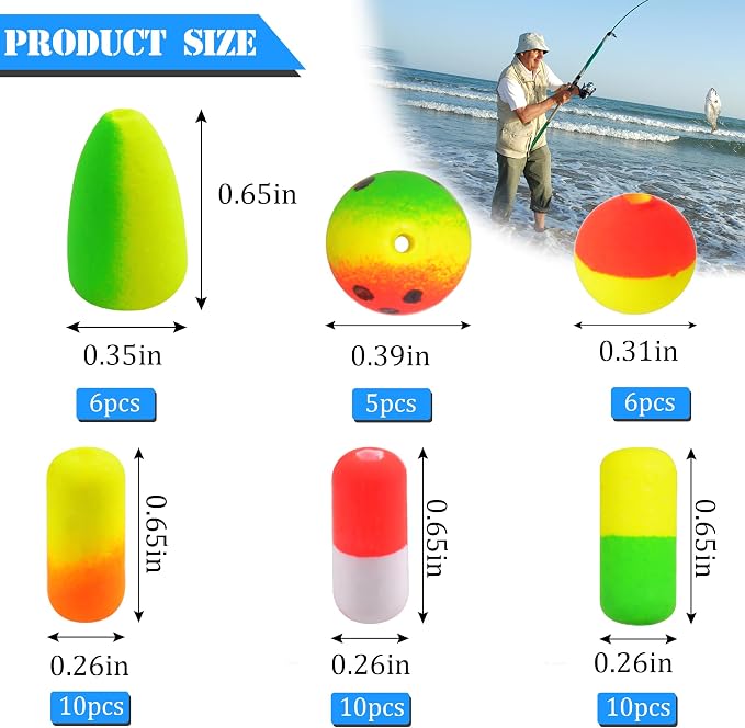 AGOOL Pompano Rigs Fishing Floats Bobbers Snell Float Foam Fishing Rig Floats Live Bait Walleye Rig Making Accessories Bullet Cylinder Float for Trout Catfish