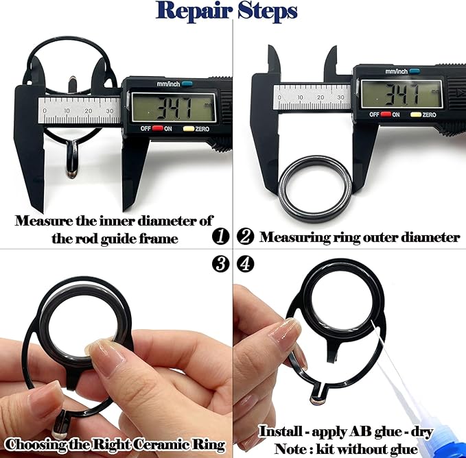 Fishing Rod Eyelet Repair Kit 28Pcs/50Pcs Fishing Ceramic Rings Replacement Set,14 Sizes Fishing Pole Rod Tip Eyes Repair Accessories