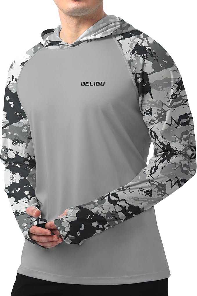 Men's UPF 50+ Sun Protection Hoodie Shirt Long Sleeve SPF Fishing Outdoor UV Hiking Lightweight Shirts