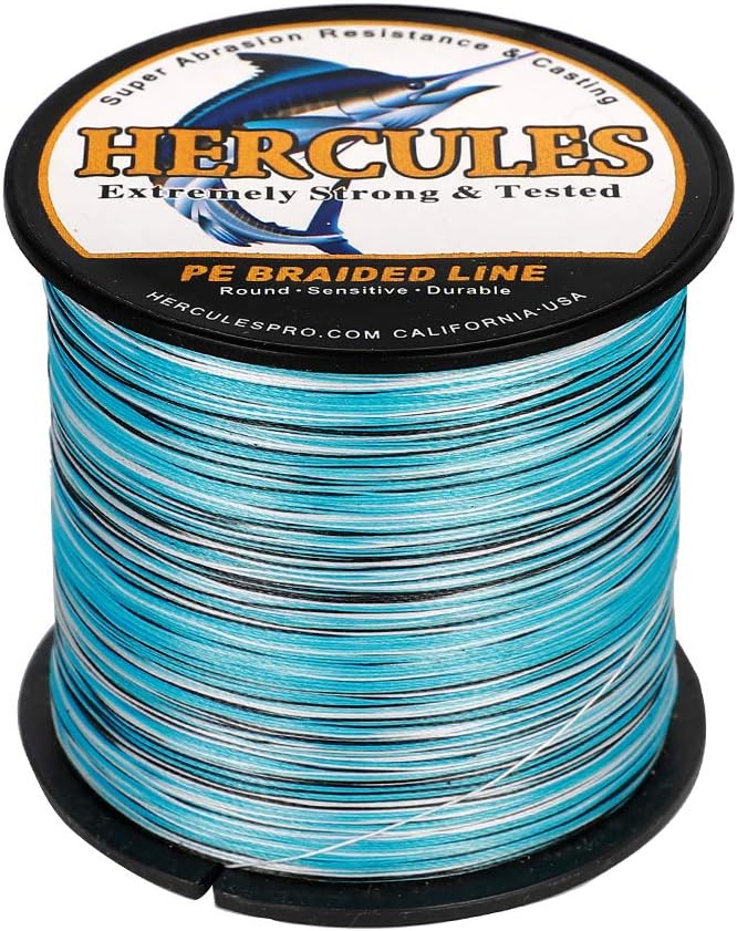 HERCULES Cost-Effective Super Cast 8 Strands Braided Fishing Line 10LB to 300LB Test for Salt-Water,109/328/547/1094 Yards(100M/300M/500M/1000M),Diam.#0.12MM-1.2MM,Hi-Grade Performance,Variety Colors