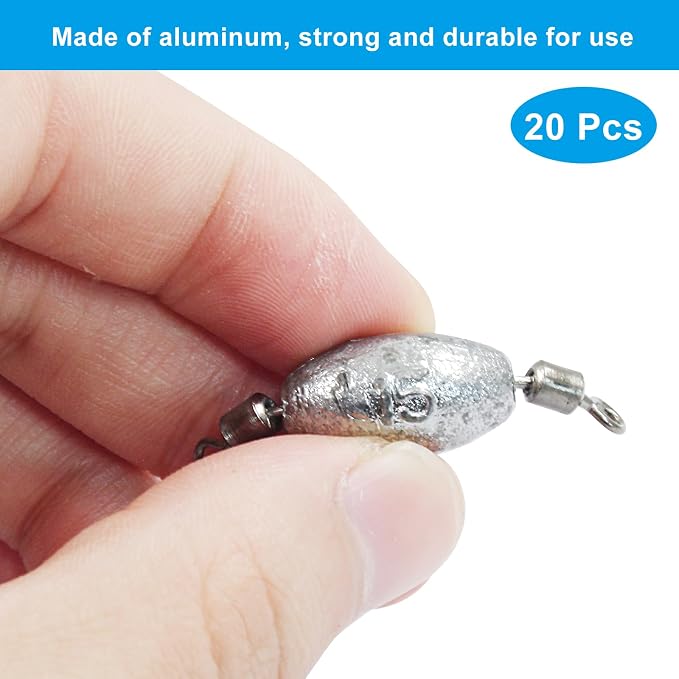 Uenhoy Fishing Weights Inline Trolling Fishing Sinker Tackle with Inner Swivels, Oval Drop Casting Fishing Weight Sinkers