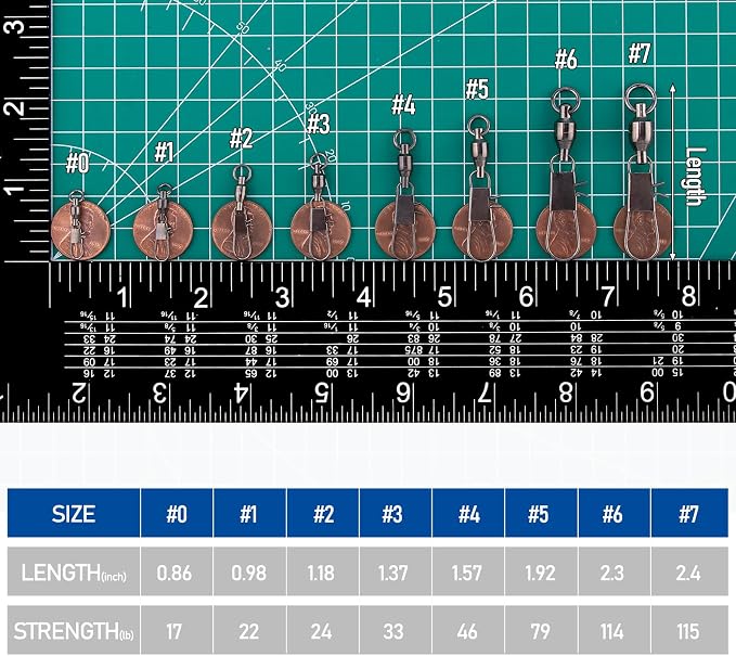 Dr.Fish 30 Pack Ball Bearing Snap Swivels, Swivels Fishing Tackle with Safety Interlock Snap Saltwater Freshwater Stainless Fishing Clips Clasp Leader Line Hook Sinker Connector