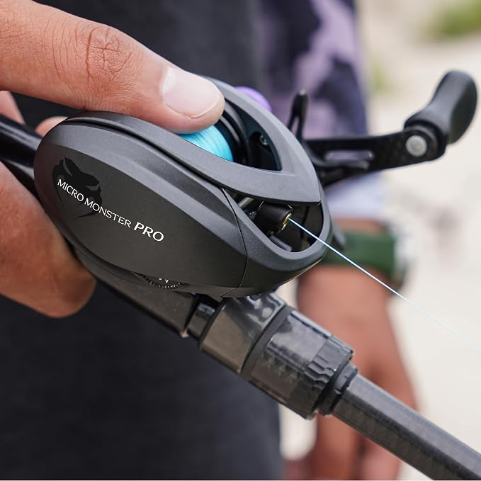 KINGDOM Micro Monster Pro BFS Reel – 0.07oz Ultralight Casting, Only 138g (4.9 oz) Aluminum Frame, CSB Anti-Backlash, Shallow Spool, 7.6:1 – Trout Bass Panfish Finesse Fishing