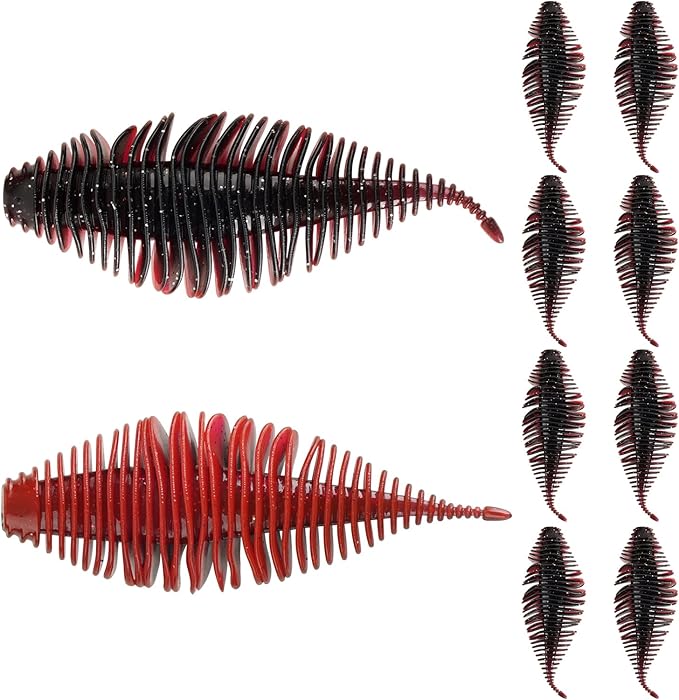 4.15'' Soft Swimbait Fishing Soft Plastic Lures 8pcs/24pcs Double-Color Lure for Bass Fishing Worms for Largemouth Bass