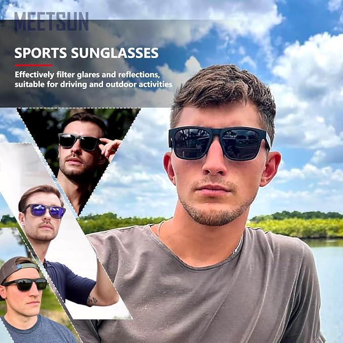 MEETSUN Polarized Sunglasses For Men Women UV Protection Square Frame Sport Fishing Driving Sunglasses