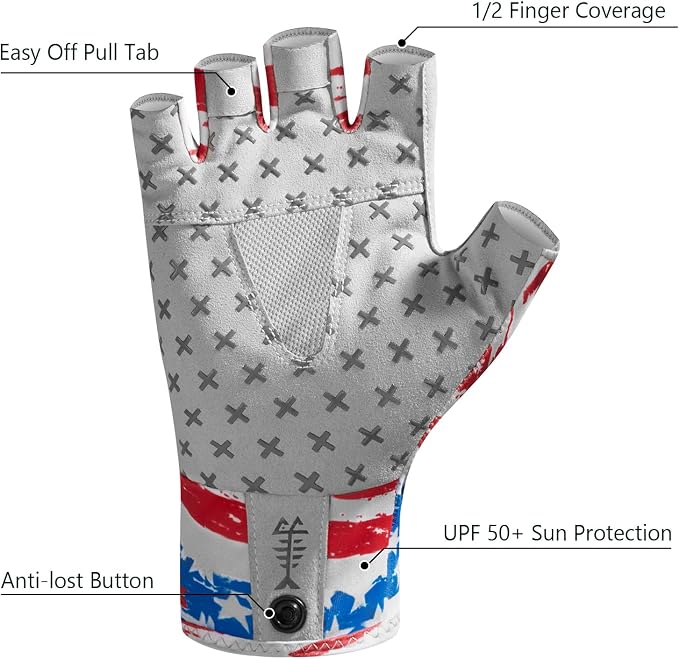 BASSDASH Unisex UPF 50+ Half Finger Sun Gloves Fingerless Breathable UV Protection for Fishing Hiking Kayaking Rowing FG02