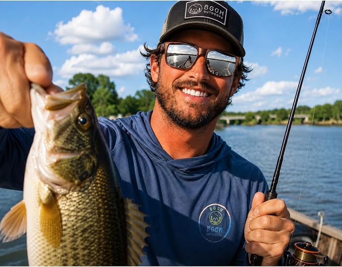 Polarized Fishing Sunglasses for Men - UV400 Protection - Lake, River, Ocean - Lightweight TR90 Frame