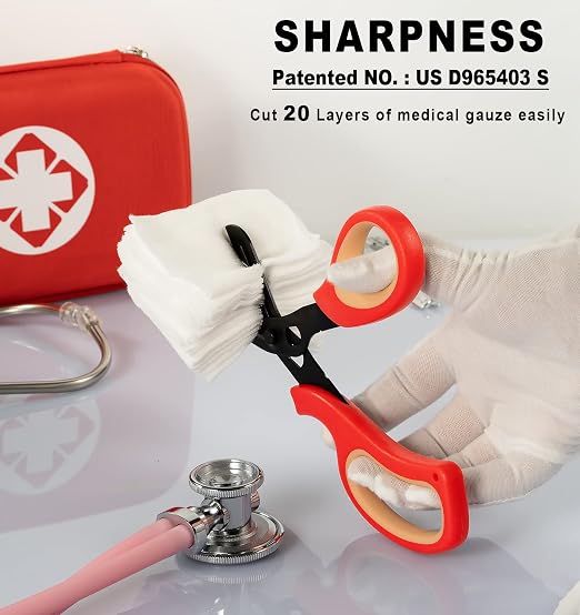 MEUUT 2 Pack Trauma Shears Patented Bandage Scissors for Left and Right Hand- Medical Supplies with 8 inch Heavy Duty Medical Scissors for EMT Workers Nurses