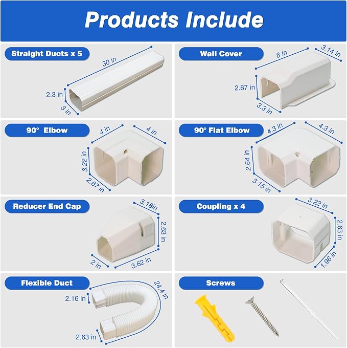 3" 15Ft Mini Split Line Set Cover,Plastic Line Kit for Outside Units, Mini Split Air Conditioner, Central AC and Heat Pump