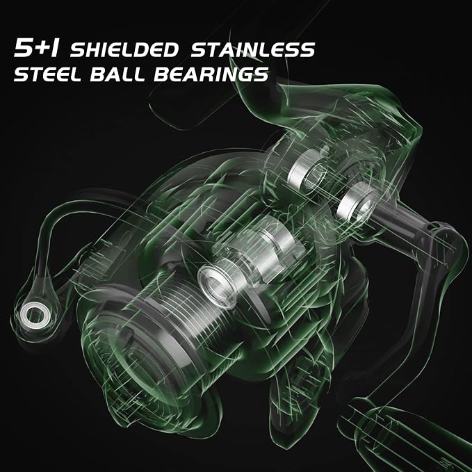 BILLINGS Spinning Reel,Max Drag 18Lbs,5+1 Stainless Steel Ball Bearings,5.2:1 Gear Ratio,for Saltwater&Freshwater,Smooth Powerful Spinning Fishing Reels,Size 2000-4000