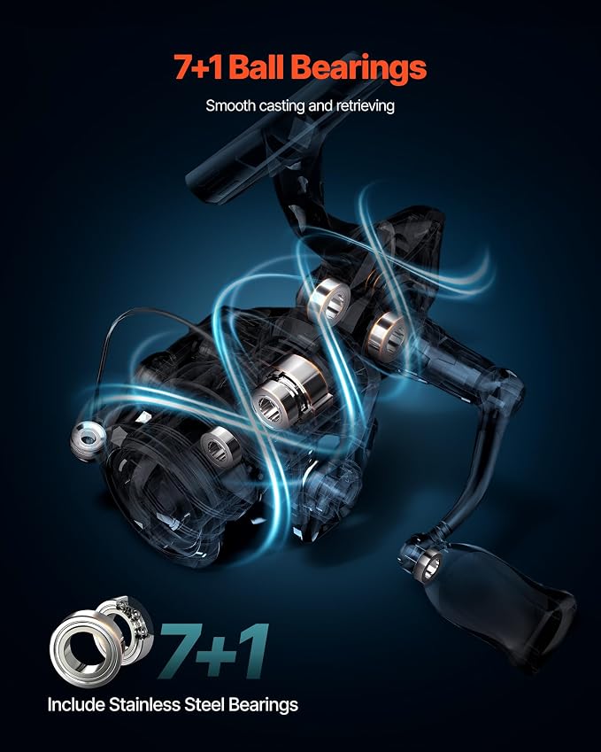 VEVOR Rod and Fishing Reel Combo, IM6/7 Carbon Fiber Spinning/Baitcasting Rod and Reel Combo, Bass Fishing Pole, Stainless Steel Guides with Ceramic Rings