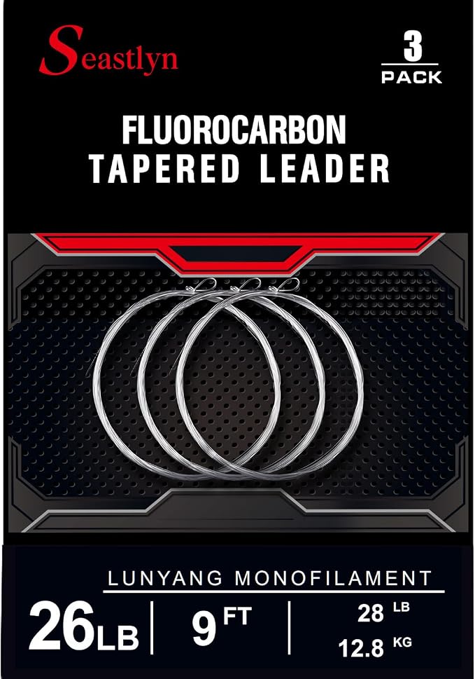 3 Packs Pre-Tied Loop Fly Fishing Tapered Leader Fluorocarbon 7.5FT 9FT 12FT 0X 1X 2X 3X 4X 5X 6X 7X 8LB-26LB
