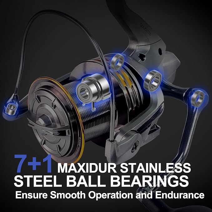 Eupheng 9000–12000 Surf Fishing Reel for Saltwater Fishing, 72LBS Max Drag, 7+1 Ball Bearings, CNC Aluminum Spool, Graphite Frame, Big Game Spinning Reel