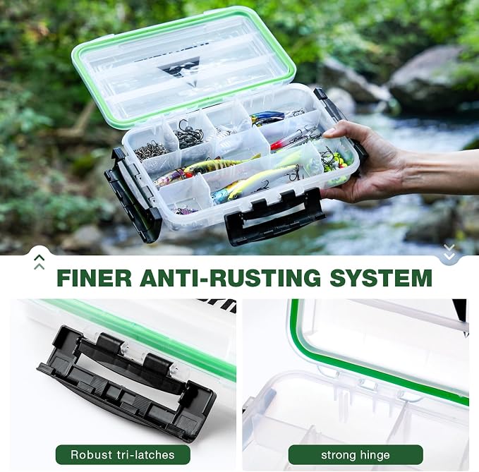 Ghosthorn Fishing Tackle Box, Waterproof 3600 and 3700 Tackle Trays, Plastic Tackle Box Organizer with Removable Dividers Storage Lure Box for Lures 1 Pack (3600 * 1)