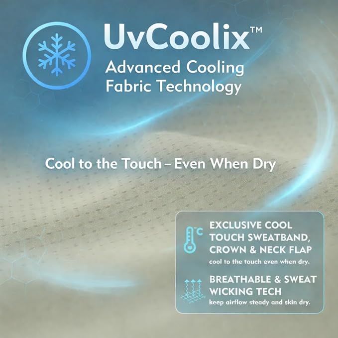 UVCoolix™ Cooling Sun Hat with Neck Flap,UPF 50+ Wide Brim UV Protection Boonie for Hot Outdoor Days