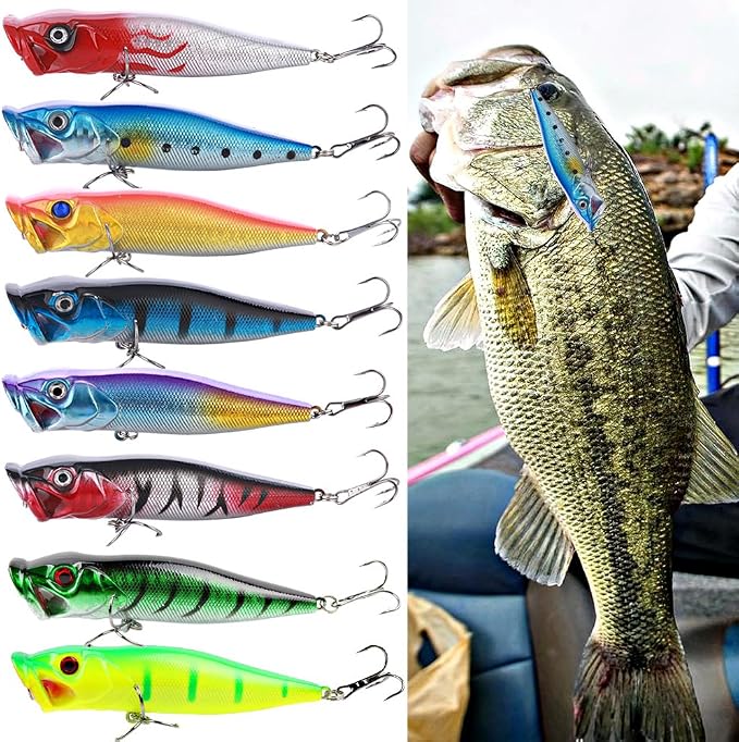 Sougayilang Fishing Lures Large Hard Bait Minnow VIB Lure with Treble Hook Life-Like Swimbait Fishing Bait Popper Crankbait Vibe Sinking Lure for Bass Trout Walleye Redfish