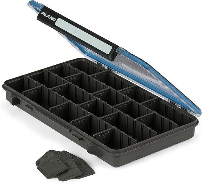 Plano StowAway 3700 Waterproof Stow Tackle Box, IPX7 Waterproof, with Rustricor, Single Latch Design, Transparent DuraView Lid, Stackable Storage for Fishing Bait, Lures and Gear