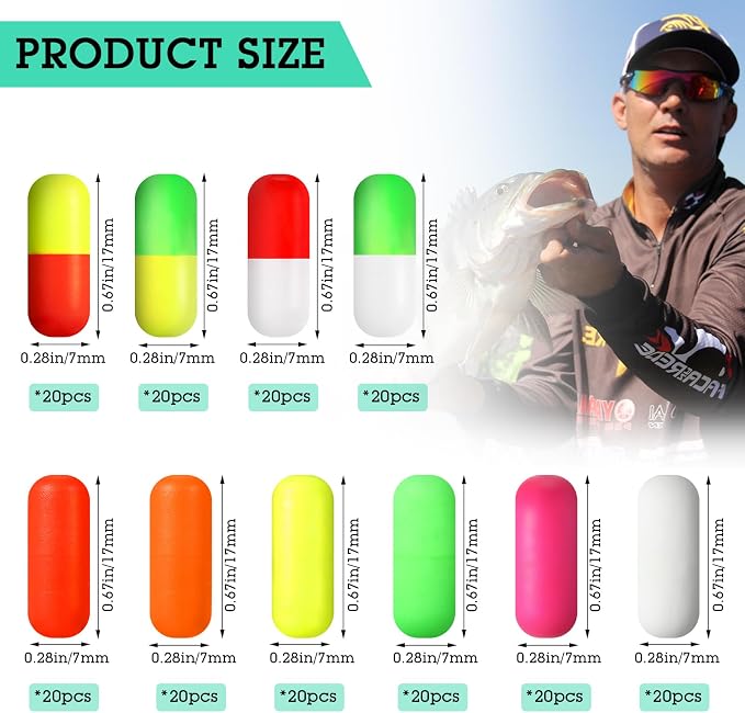 Skylety 100 Pieces Pompano Rig Floats for Surf Fishing Pill Snell Fishing Floats Making Kit for Trout Catfish Walleye