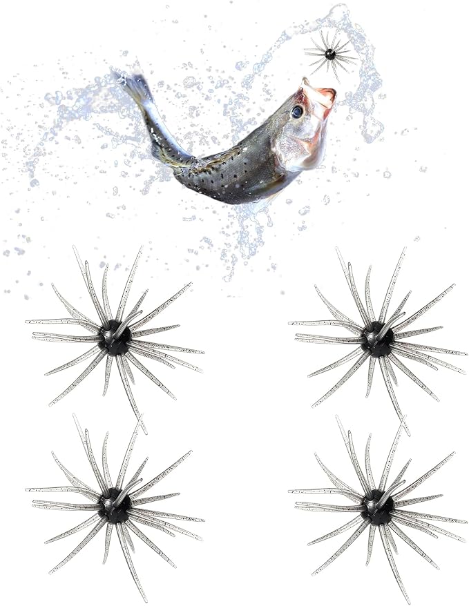 4Pcs Floating Sea Urchin Soft Lure - Super Urchin Bait with Tentacles, TPE Finesse Baits for Bass Fishing, Multi-Species Lures for Drop Shot, Wacky Rig, Neko Rig, Durable & Lifelike Fishing Lures
