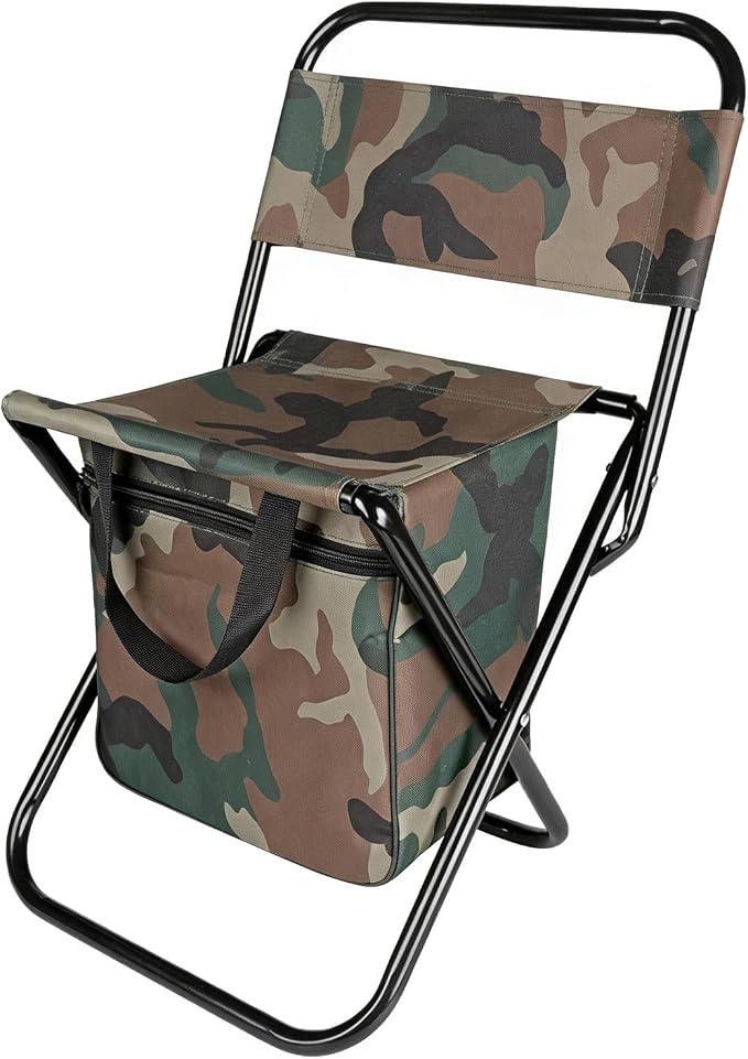 Foldable Fishing Chair with Cooler Bag, 3 in 1 Backpack Cooler Chair with Backrest, Lightweight Insulated Portable Fishing Chair for Fishing Hunting Hiking Travel