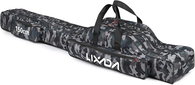 Lixada Fishing Rod Case - 3 Layers Oxford Bag, Portable Folding Carrier for Rods and Reels, Tackle Storage Travel Bag, 90cm/120cm/150cm Optional