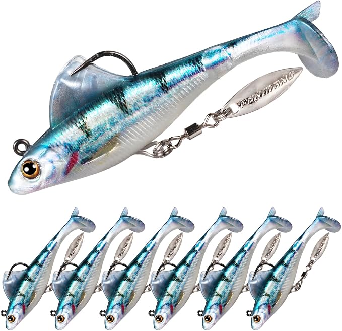 FONMANG 2.5/3.5In Swim Baits for Bass Fishing, Pre-Rigged Jig Heads Soft Plastic Walleye Fishing Lures, Paddle Tail Swimbaits for Bass Fishing, Fishing Bait for Freshwater Saltwater Gifts
