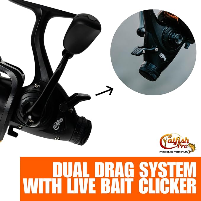 Catfish Pro Fishing for Fun Spinning Reel | Already Spooled with 20 LB Mono Fishing Line | Easy to Use Reel to Catch Fish