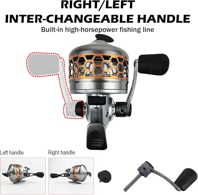 Spincast Fishing Reel, All-Metal Gears, Easy to Use Push Button Casting Design, Changeable Right/Left-Hand Retrieve
