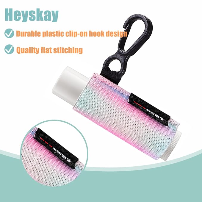 HEYSKAY 3PCS Lip Balm Holder Sleeves Keychain Chapstick Holder Keychain Lip Gloss Holder Chapstick Elastic Sleeves(Marble Print)