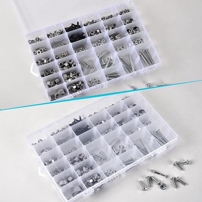 Clear Visible Plastic Storage Box with Removable Dividers, 36 Grids, Suitable for Jewelry, Screws Hardware Accessories Organizer, Crafts, Fishing Tackle