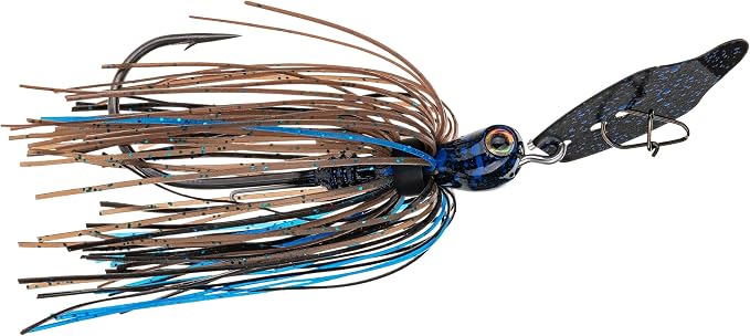 Strike King Thunder Cricket Fishing Lure, Vibrating Swim Jig, Silver Blade, 4/0 Jungle-Style Flipping Hook