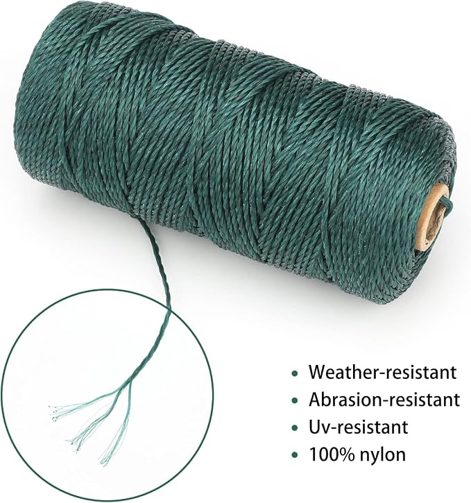jijAcraft 426 Feet Green Nylon Twine, #36 Mason Nylon String Line, Nylon Gardening Line String, Durable Twisted Construction String Building Line for Climbing Plants, Gardening, Crafting