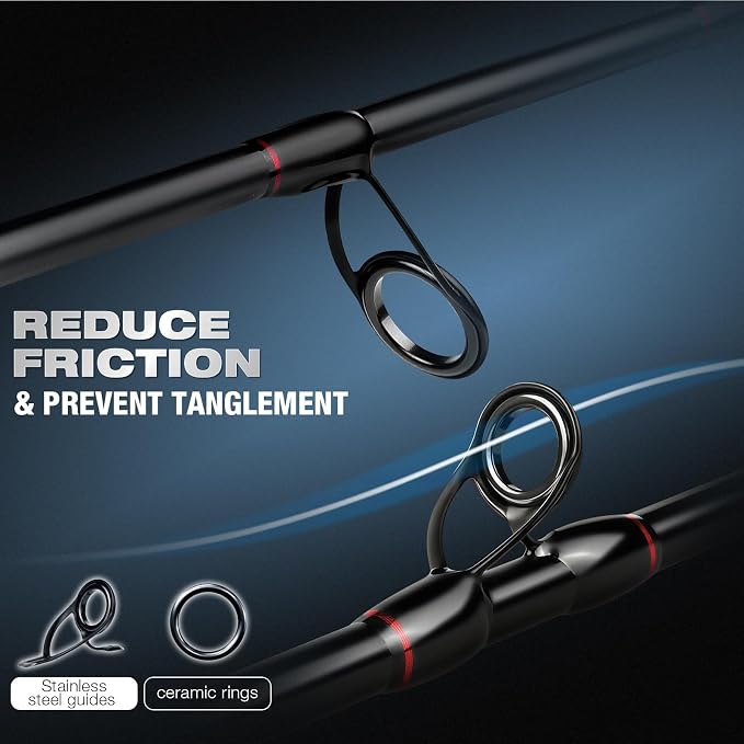Ghosthorn Fishing Rod and Reel Combo Baitcaster Spinning Combo with EVA Handle Fishing Poles and Reels Combo with Fishing Rod Sleeve Fishing Pole Stainless Steel Guides Ceramic Rings for Men Women