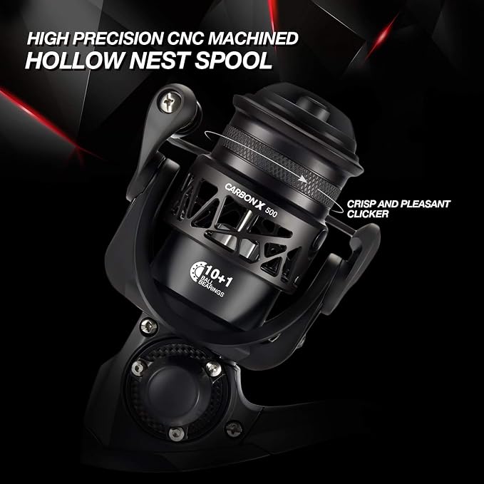 Piscifun Carbon X Spinning Reels, Light to 5.1oz, Carbon Frame and Rotor, 33LBs Max Drag, 10+1 Shielded BB, 5.2:1/6.2:1 High Speed Gear Ratio, Smooth Powerful Saltwater Freshwater Spinning Reel
