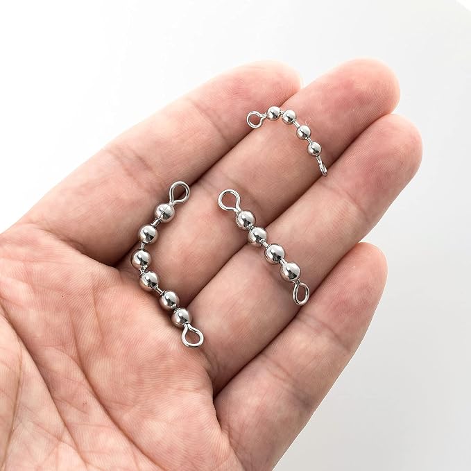 Dr.Fish 20 Pack Fishing Bead Chain Swivels Stainless Steel High Speed Trolling Swivels Fishing Tackle Rig Fishing Gear Freshwater Saltwater Salmon Walleye