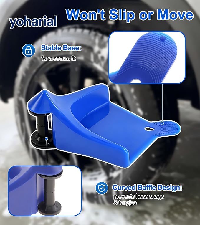 4Pcs Car Hose Guide for Washing, Plastic ‌Car Washing Tire Hose Guide with Roller Prevents Tire Displacement and Line Jamming, Car Wash Tools/Accessories, Blue