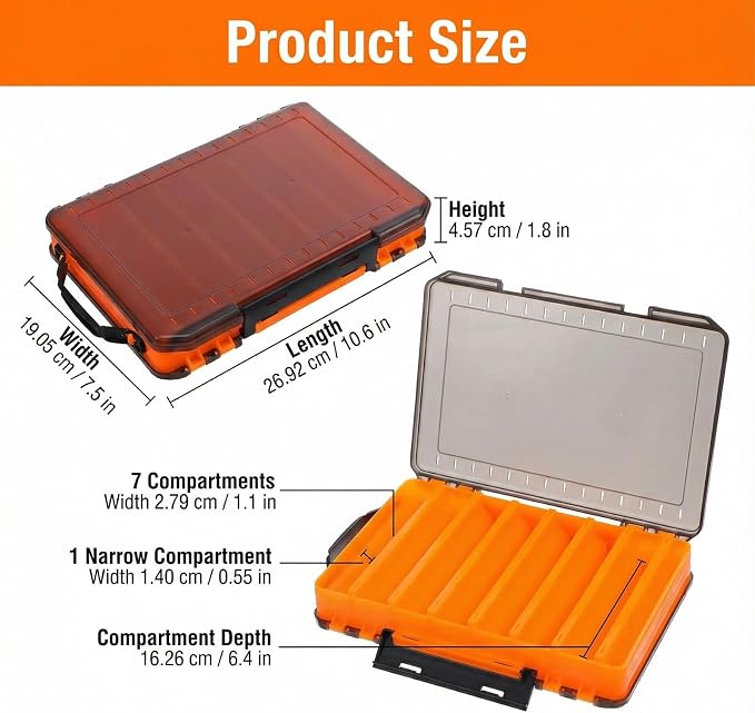 3 Pack Double Sided Fishing Lure Tackle Box, 14 Compartments Clear Plastic Storage Case Organizer, Visible Hard Bait Container for Lures and Jewelry Beads Earring Hook (3 Color)
