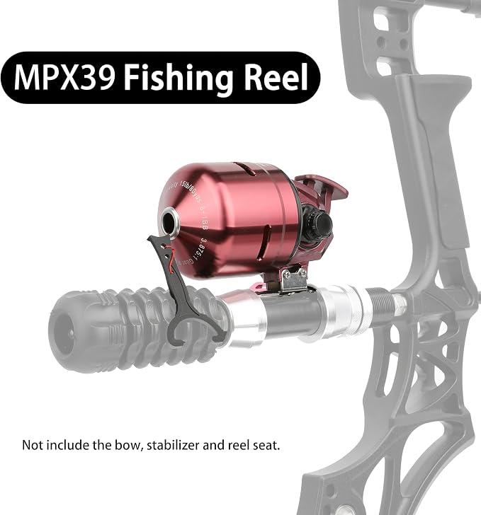 AMEYXGS MPX39 Bowfishing Reel for Archery Hungting Bow Fishing, Stainless Steel and Aluminium, Left/Right Reversible Handle, 3.875:1 Gear Ratio, Strong Line 4# 85 Yards 0.32mm/50lb