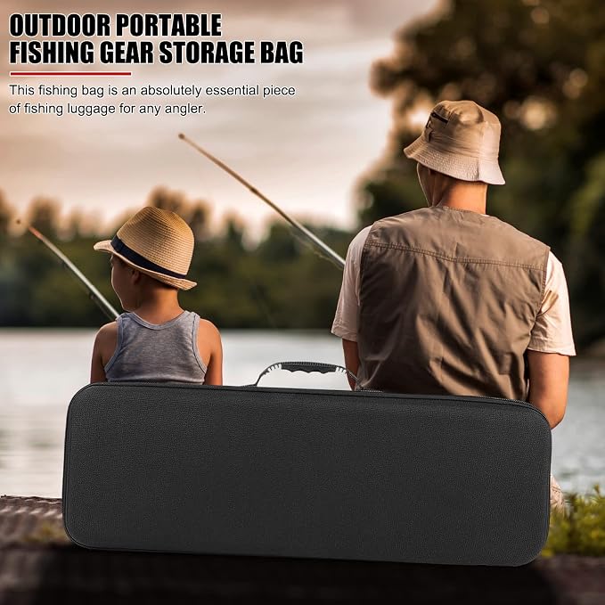 Portable Waterproof Hard EVA Case for Fishing Tackle Storage, 21 inch Fishing Rod Reel Organizer Bag Travel Carry Case Bag, with Foam Interior Shockproof