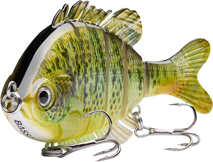 BASSDASH SwimPanfish Multi Jointed Panfish Bluegill Swimbaits Hard Topwater Bass Lures Fishing Lure Crank Saltwater 3.5in/0.85oz