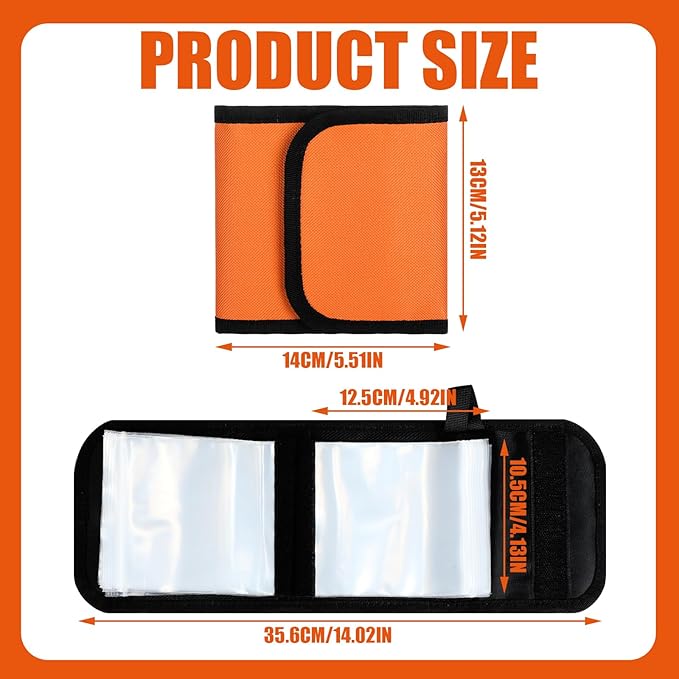 2 Pack Fishing Tackle Binder 20 Pockets Fly Fishing Leader Tippet Line Wallet Leader Organizer Case Lure Storage Bag for Pre-tied Rigs, Leaders, Soft Baits and Lines(Orange)