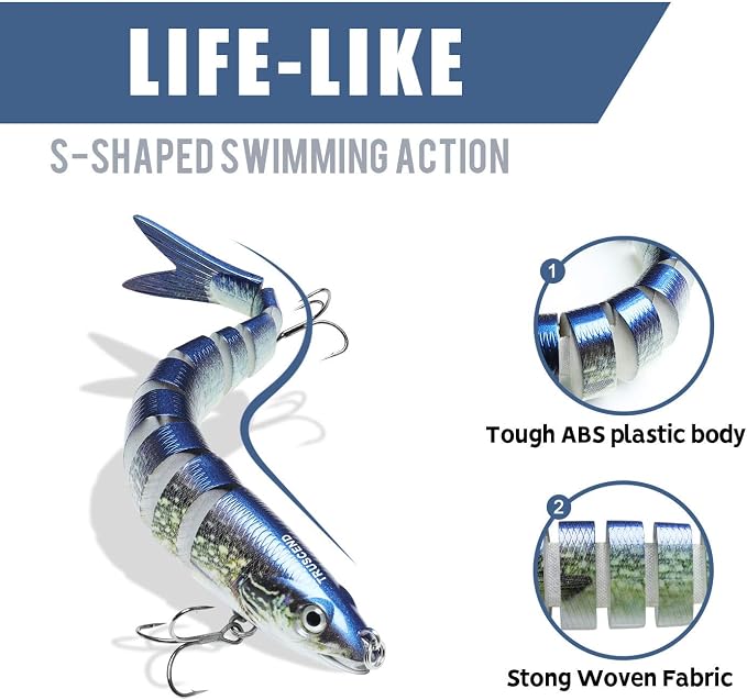 TRUSCEND Shallow or Deep Diving Crankbait with BKK Hooks, Wobble Fishing Lures for Bass Trout Crappie Walleye, Sinking Lipless Vibe Crank Bait for Bass Pike, Amazing Swimbait for Family Fishing