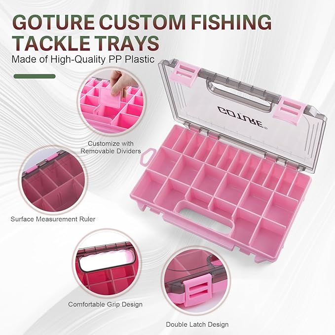 Goture OpenSide Tactical Sling Tackle Bag with 3 3700 Tackle Trays, Lightweight Fishing Backpack Storge Gear Outdoor-Shimmering Pink Bag,Gift for women
