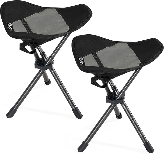 Portal 2 Pack Tall Folding Tripod Stool for Adults Supports 225 lbs, Portable Lightweight Camping Seat with Carry Strap, Compact Foldable Outdoor Chair for Fishing, Hiking, Golf, Camping & Travel