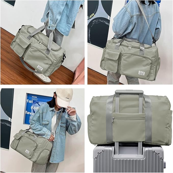 Suruid Sports Gym Duffel Bag with Shoes Compartment and Dry Wet Separated Pocket for Men and Women - Overnight Weekender Training Handbag Yoga Bag - Dark Gray