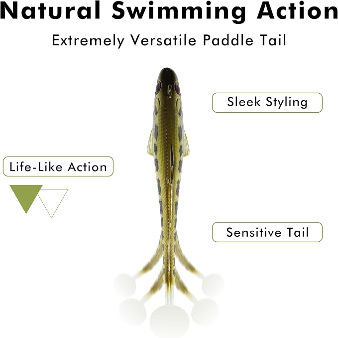 TRUSCEND Shadtale Easy Catch Soft Fishing Lures with BKK Hooks - Trembly Sinking and Vibrating Swim for More Bites, Pre-Rigged Swimbaits for Bass, Trout, Crappie, Walleye, Freshwater Saltwater Fishing