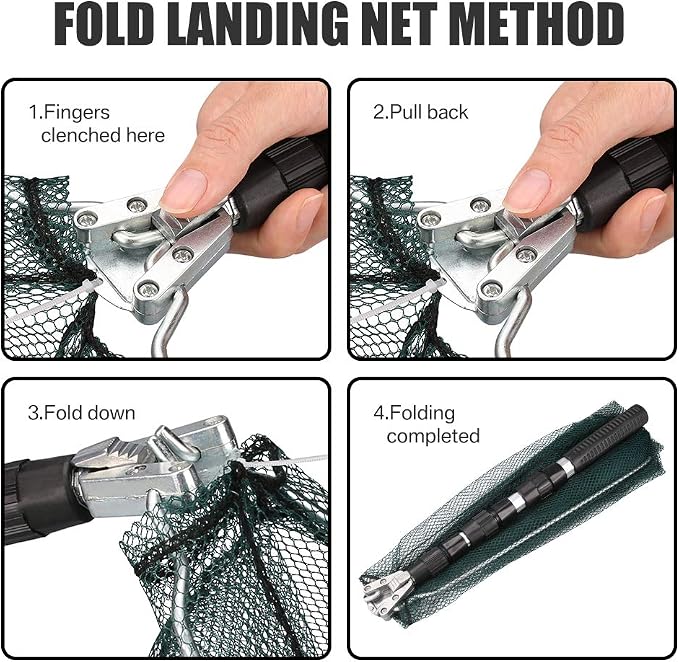 Neween Fishing Net, Foldable Collapsible Telescopic Fish Landing Net, Durable Nylon Material Mesh Landing Net for Easy Catching or Releasing for Trout